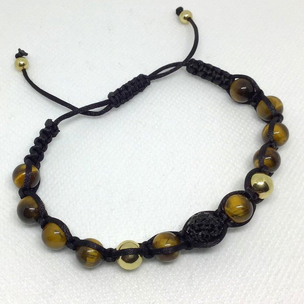 Tiger's Eye Austrian Crystal Shambhala Bracelet